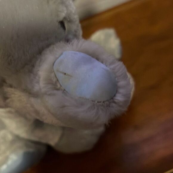 BABY GUND EMMET 10” Super Soft Baby Elephant blue satin details Chime Rattle Toy - Picture 11 of 12